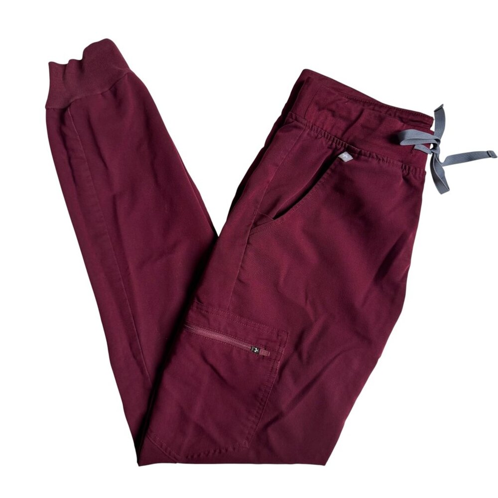 FIGS Women's Zamora Jogger Scrub Pants (Burgundy) - Size Extra Small